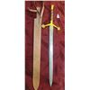 Image 2 : NEW DAMASCUS STEEL 36 INCH SWORD WITH LEATHER SHEATH