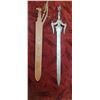 Image 1 : NEW DAMASCUS STEEL 36 INCH SWORD WITH LEATHER SHEATH