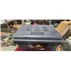 Image 2 : NEW LARGE PLASTIC STORAGE TOTE C/W LID AND HANDLES