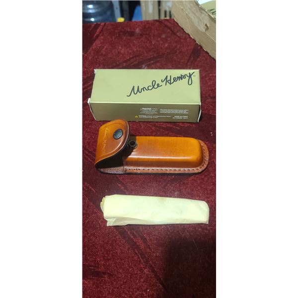 NEW UNCLE HENRY LB7 FOLDING HUNTING KNIFE WITH LEATHER CASE