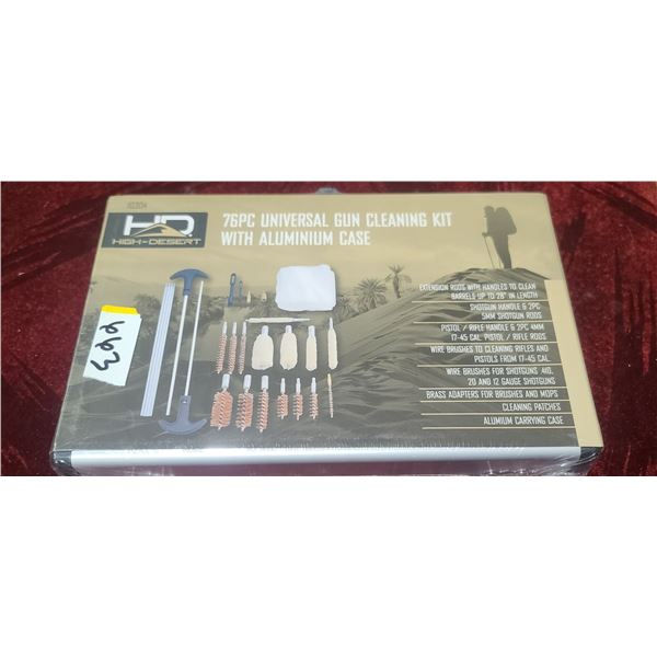 NEW 76 PC UNIVERSAL GUN CLEANING KIT IN METAL CASE