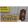 Image 1 : Wood  Coca-Cola Sign 7'' x 19'' , Mounted Bottle Opener