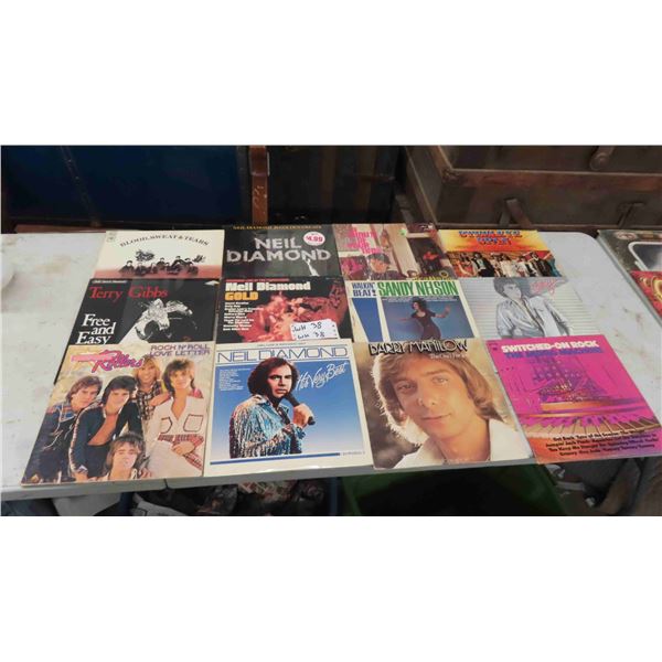 12 Rock LP Records : Blood Sweat and Tears , Neil Diamond, Plus