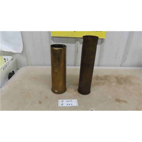 Military Brass Casings 11 1/2'' Tall & 13 3/4'' Tall