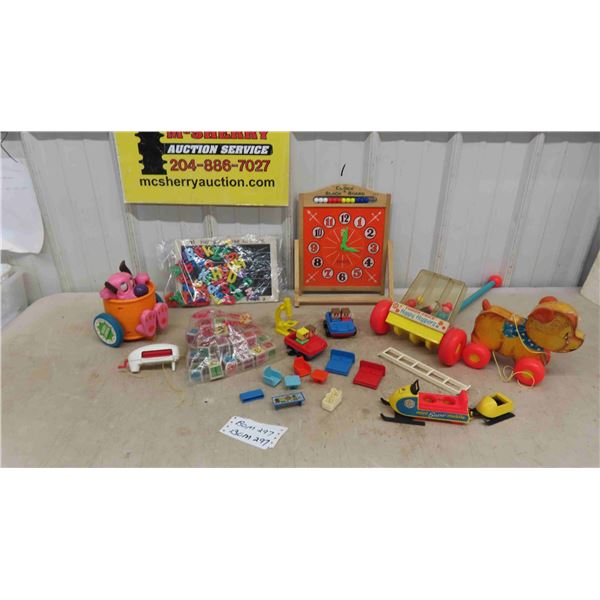 Vintage Toys : Fisher Price Happy Hoppers , Pull Toy , Blocks ,