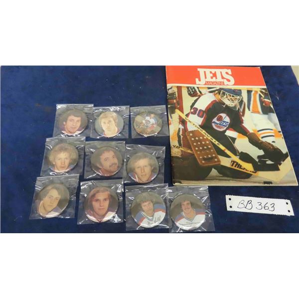 10 WPG Jets Vintage WHA Buttons + Jets Magazine 1979-80