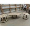 Image 1 : Marble Top Table Set ; Coffee Table 19" x 23" x 58" & 2 End Tables 21" x 24"