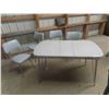 Image 1 : Retro Chrome Leg Table 29" x 30" x 51" ( includes Leaf) & 4 Chairs