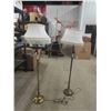 Image 1 : 2 Vintage Floor Lamps with Shades - Brass 