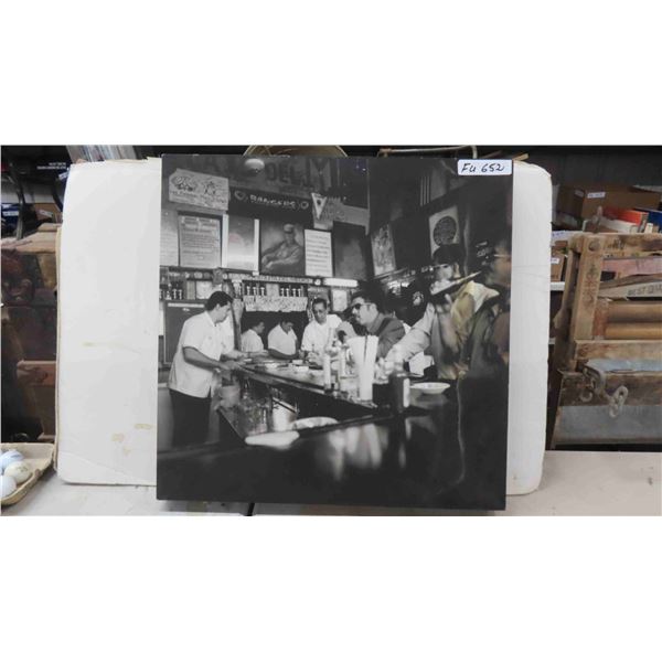 Black + White Picture - Pub Scene 24  x 24 