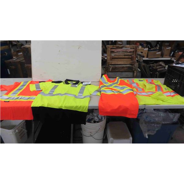 2 Extra Large New Safety Vests + Long Sleeve Safety Shirt, 2 Large Safety Shirts 