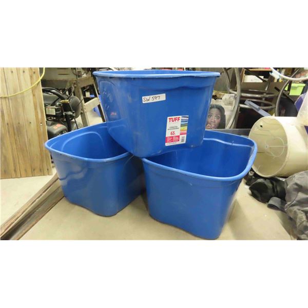 3 Tuff Store Storage Bins 63 L - NO Lids