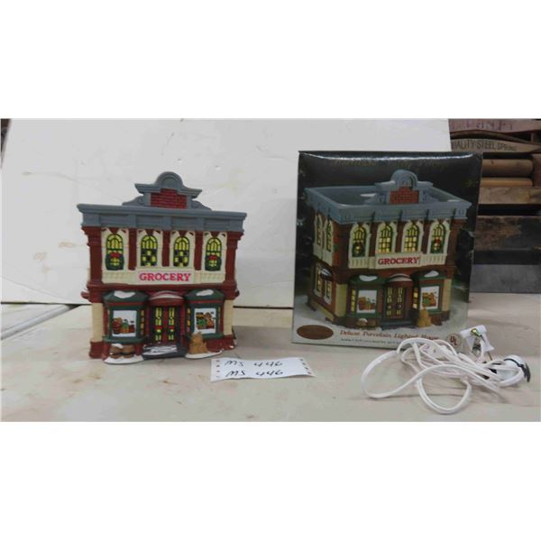 Deluxe Porcelain Lighted House 'Grocery'  - New in Box