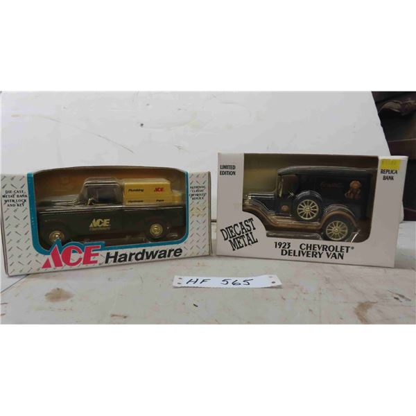 2 Ertl Diecast Banks 1:25  in Boxes - 1923 Chevy Delivery Van Bank , 