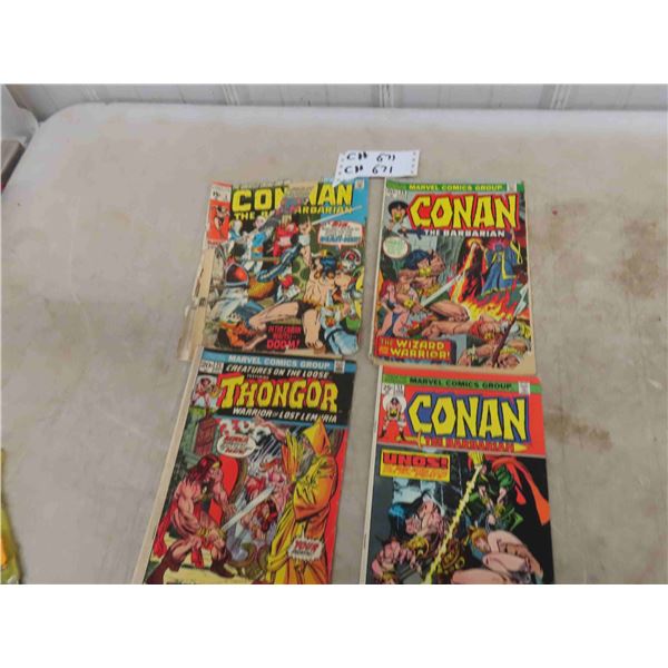 4 Comic Books: Conan the Barbarian #2 , #29 , #51 & Creatures on the Loose #25