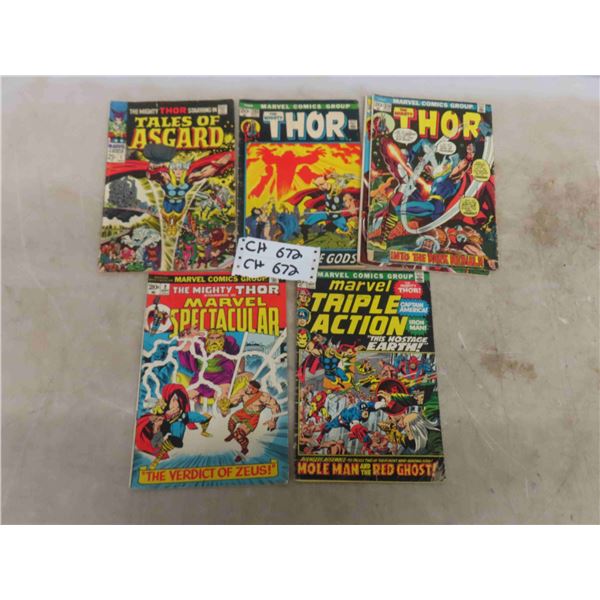 5 Comic Books: Tales of Asgard #1 , Thor #203  #215  #214 , Marvel