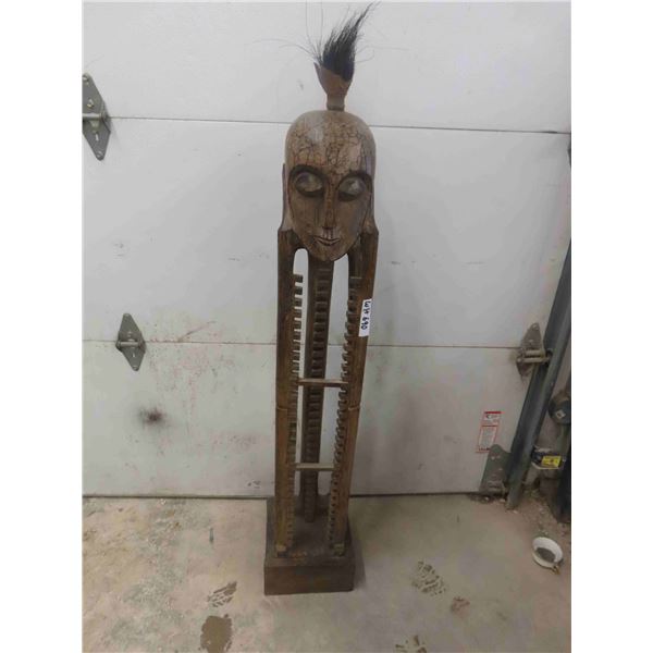 Wood Carved Tiki Style CD Holder 55'' Tall