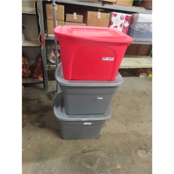 3 Storage Tubs with Lids - (2) 18gal Sterilite , (1) Tuffstore 19gal