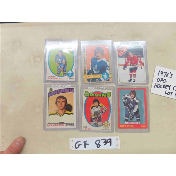 (6) 1970s OPC Hockey Cards: Rick Middleton , Reg Leach , Darryl Sittler ,