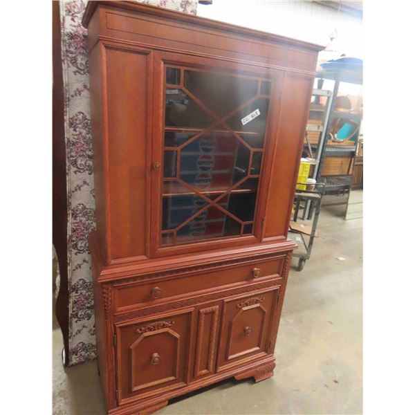 Oak China Cabinet 16  x 38  x 69 