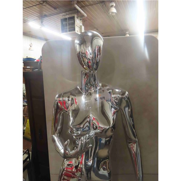 Full Body 6' Lady Silver Finish Mannequin