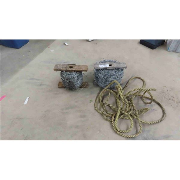 2 Rolls of barbed Wire & 25 ' Rope