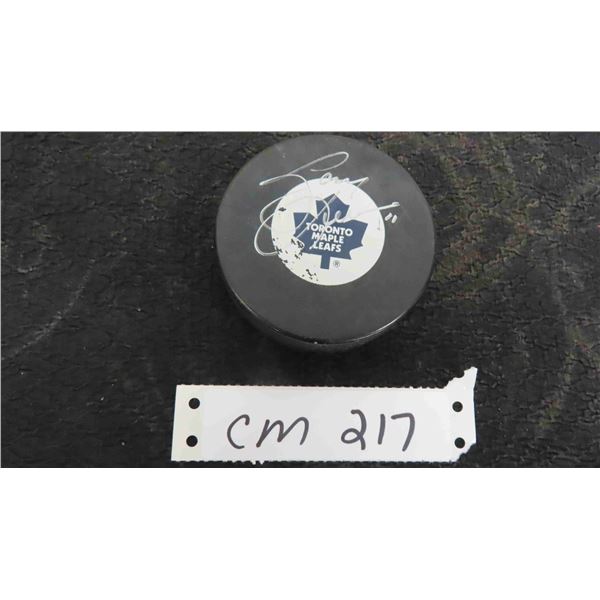 Gary Leeman Signed Toronto Maple Leafs Puck