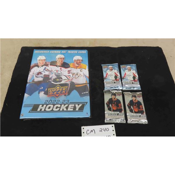 2022-23 Upper Deck Hockey Binder with 4 Hobby Packs
