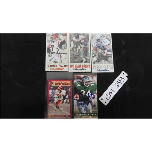 5 Autographed Football Cards