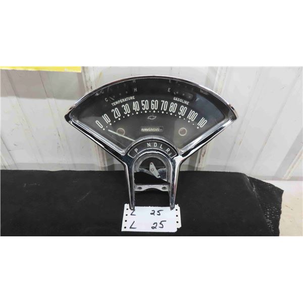 Old Chevy Chrome Speedometer with Temp Gauge, Gas Gauge, Park - N,D,L,R