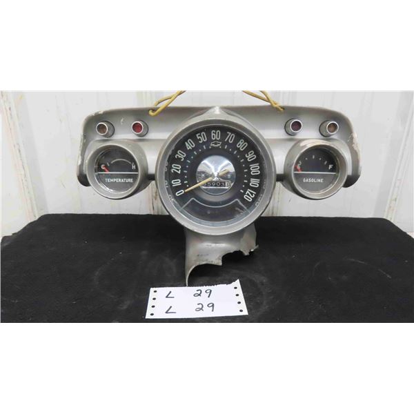 Vintage Chevy Speedometer Cluster Including Temp + Gas Gauge, 4 Indicator Lights,