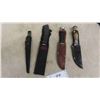 Image 1 : 4 Knives with Sheaths ; Butcher + Hunting