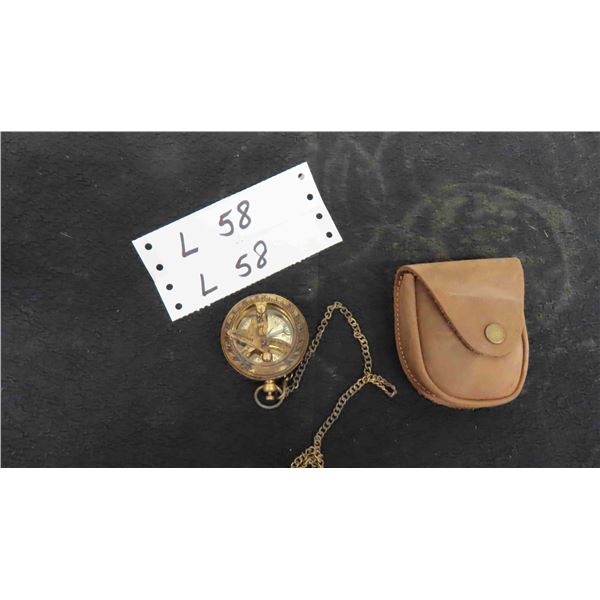 Brass Compass with Inscription + Case