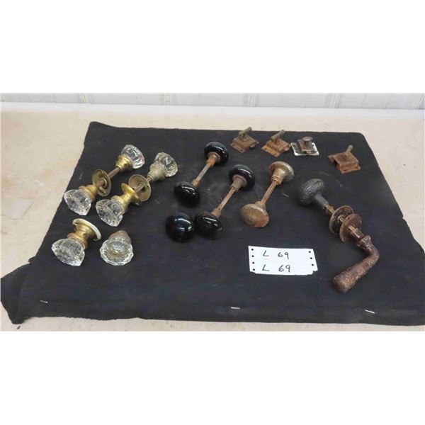 Vintage Door Knobs ; Glass, Metal, Porcelain + Cabinet Closures