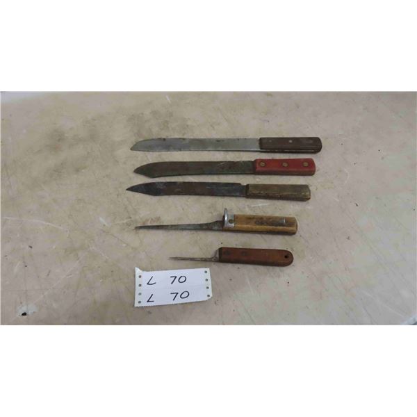 5 Vintage Well Used Knives