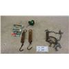 Image 1 : Reel, Lures, 2 Pocket Brass Faced Balance Scales, Leg Trap