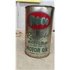 Image 2 : Roco Motor Oil Quart Tin, can of Gun Oil, Vintage Oil Funnel with Can Holder
