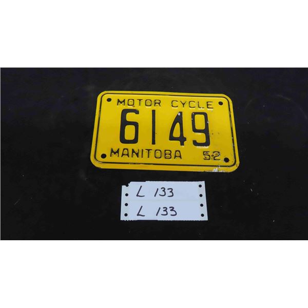 1952 Motorcycle License Plates