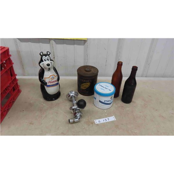 Vintage Granger Pipe Tobacco Tin, Players Tobacco, Vintage Hamm's Beer Bear 