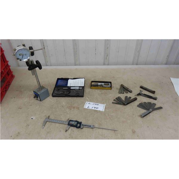 Feeler Gauges (5), Micrometer (2), Power Fist Magnetic Base Caliper 