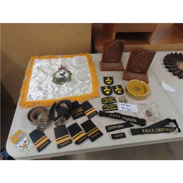 Coast Guard Patches, Military Belts, University Book Ends, plus more
