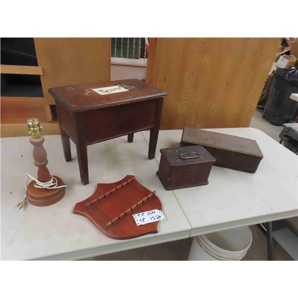 Old Wooden Boxes, Spoon Rack/ Display Shelf, Lamp