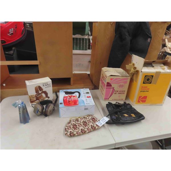 Koss Stereophone Headset, Primula Infuser, Purses, Vaporizer, Kodak Carousel