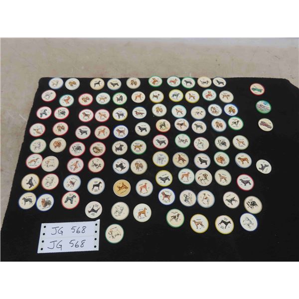 80 Hunters Potato Chips Plastic Dog Coins - Some Have 'Hunters Potato