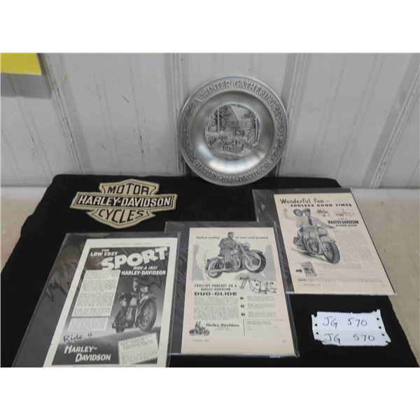 1988 Fine Pewter Harley Davidson 9''  Plaque 'A Winter Gathering' Limited Edition