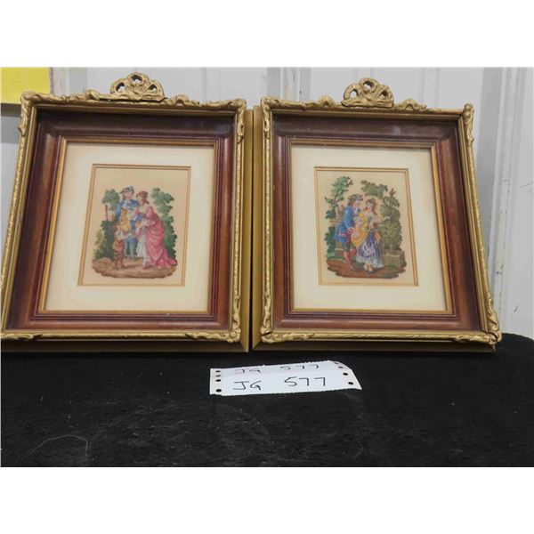 2 Petit Point Pictures with Nice Frames 10'' x 8'' Each