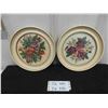Image 1 : 2 Petit Point Flower Pictures 9 1/4'' Diameter