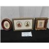 Image 1 : 3 Petit Point Pictures 9'' x 6'' , 5 1/2'' x 5 1/2'' , 4 1/2'' x 5 1/2''