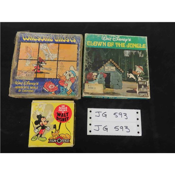 3 Walt Disney Movie Reels in Original Boxes including Clown of the Jungle (Super 8)