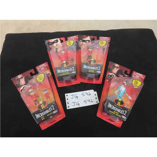 4 Disney Pixar Incredibles 2 Figures New in Packages : Mr Incredible , Elastigirl 